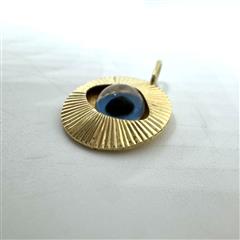 18K Yellow Gold Evil Eye Pendant - 1.13G!